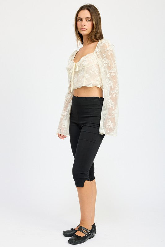 White Annabel Lace Bell Sleeve Top from PinkyBelles Boutique