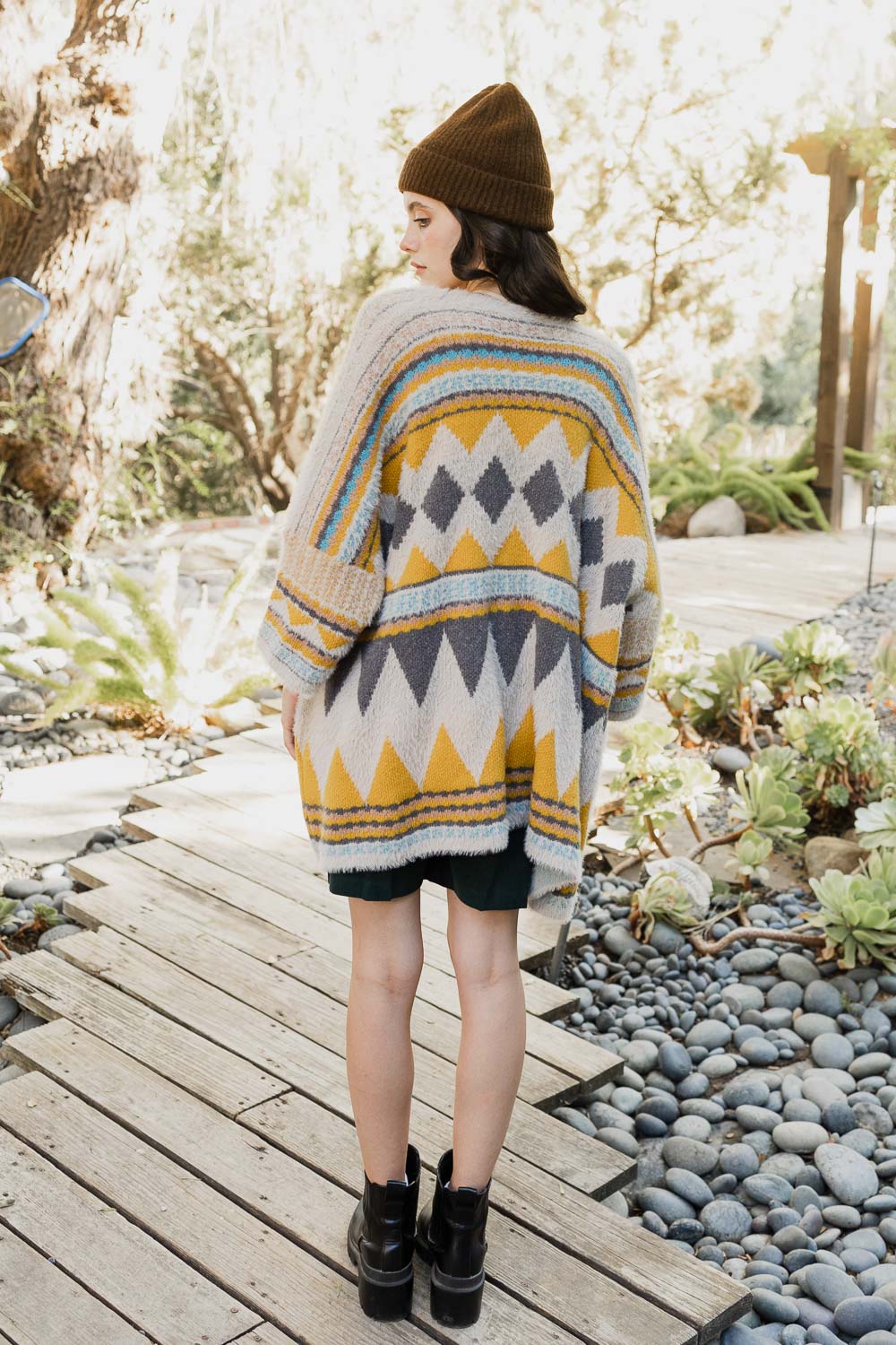 Olive Aztec Pocketed Cardigan from PinkyBelles Boutique