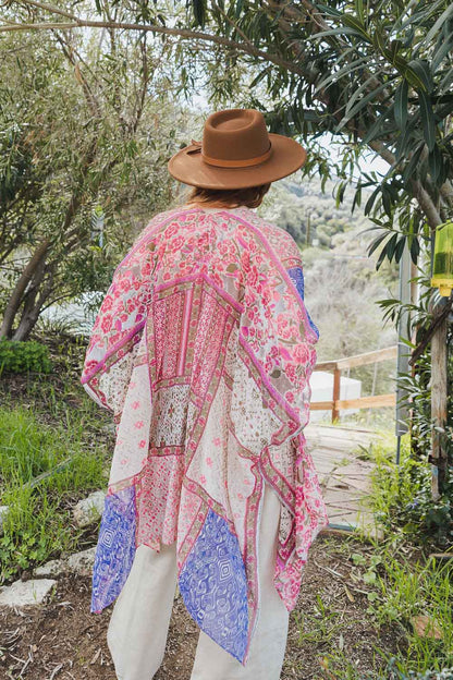 Silver/Fuchsia Bohemian Flow Burnout Velvet Kimono from PinkyBelles Boutique