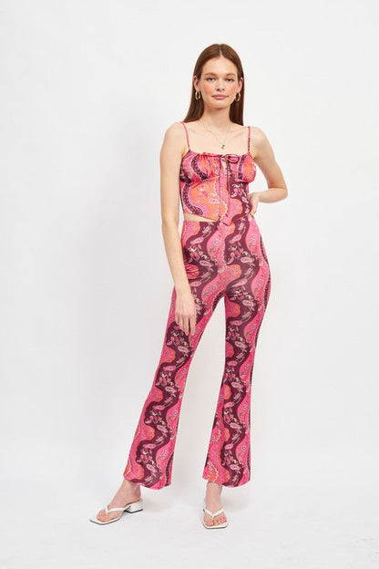 Hot Pink Boho Print High Rise Flared Pants from PinkyBelles Boutique