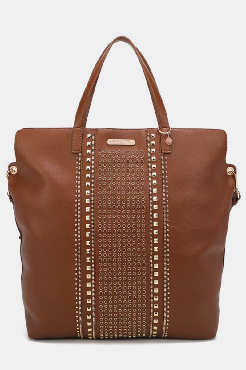 Brown Studded Large Tote Bag from PinkyBelles Boutique