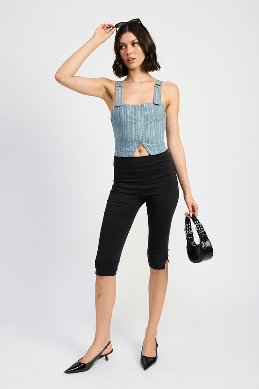 Denim Buckled Denim Bustier Crop Top from PinkyBelles Boutique