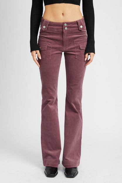 Burgundy Low Rise Bell Bottoms Pants from PinkyBelles Boutique