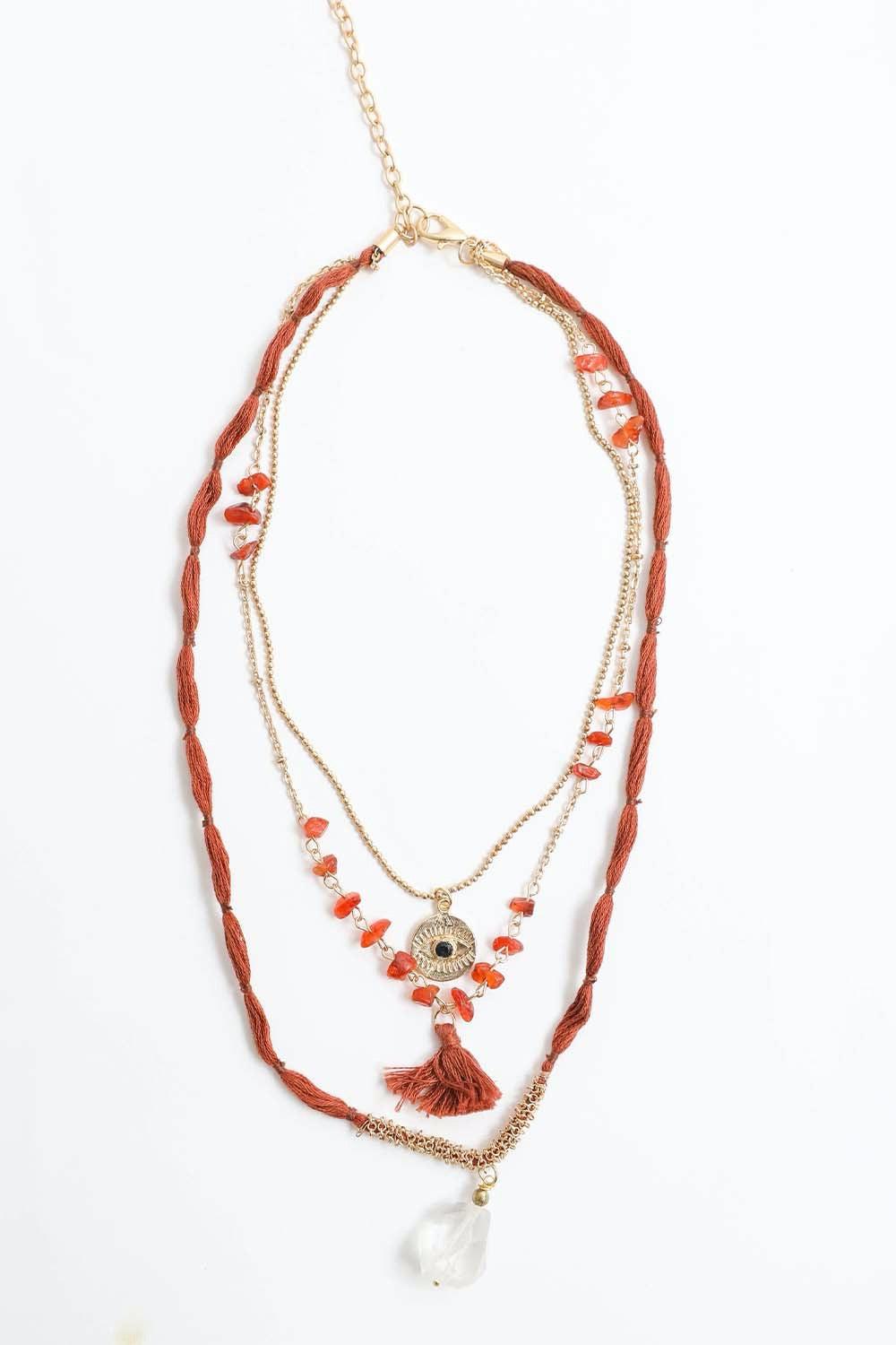 Multicolor Carnelian & Crystal Layered Necklace from PinkyBelles Boutique