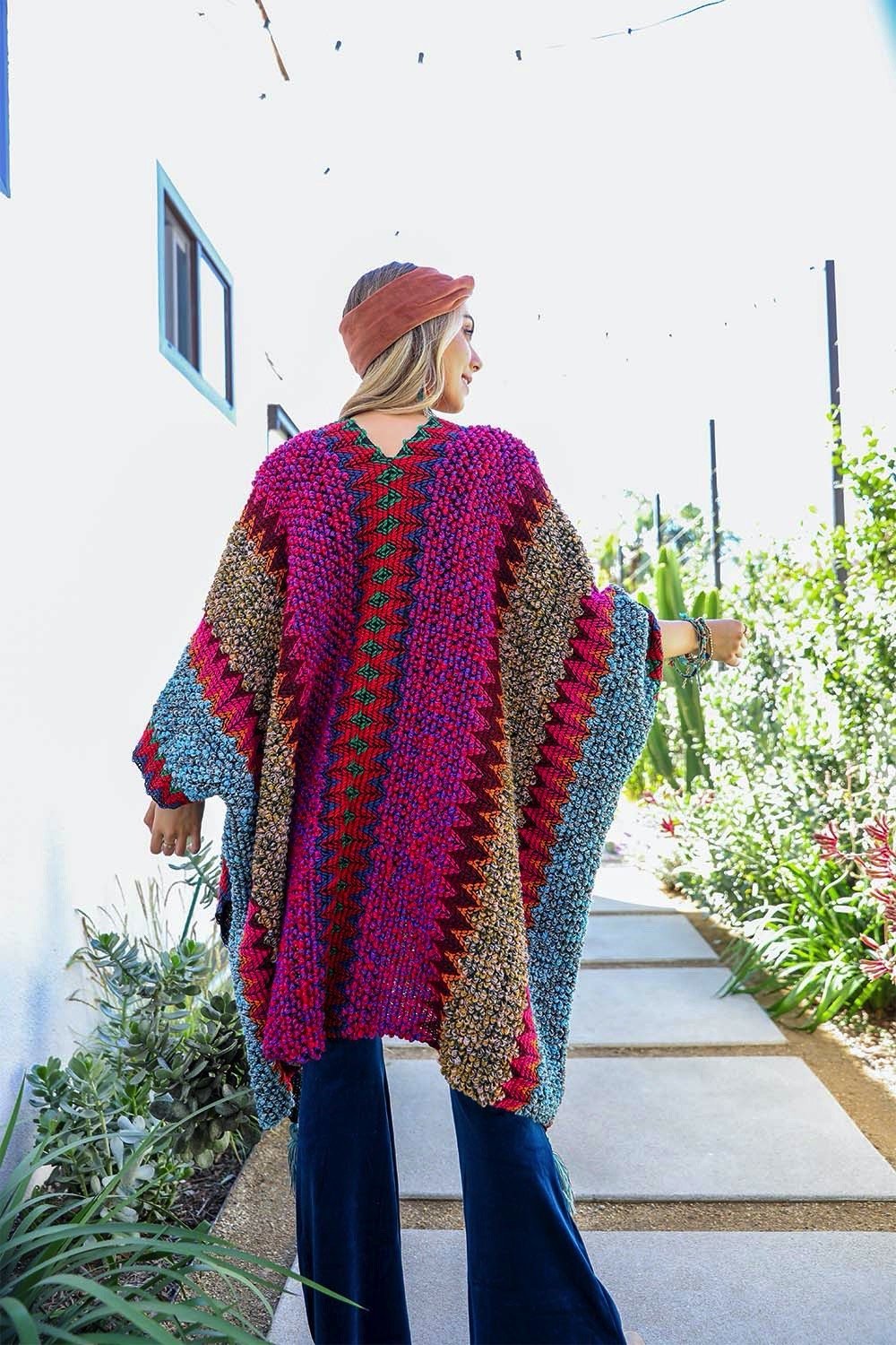 Maroon Chunky Knit Zigzag Crochet Cardigan from PinkyBelles Boutique