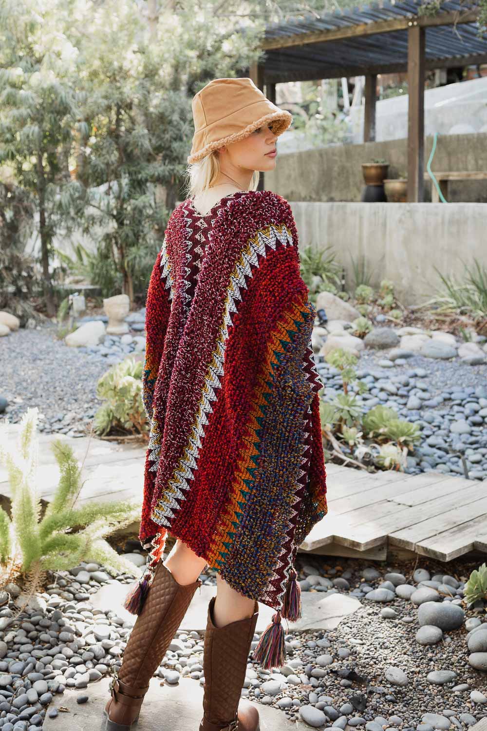 Maroon Chunky Knit Zigzag Crochet Cardigan from PinkyBelles Boutique