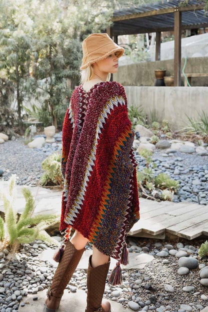 Maroon Chunky Knit Zigzag Crochet Cardigan from PinkyBelles Boutique