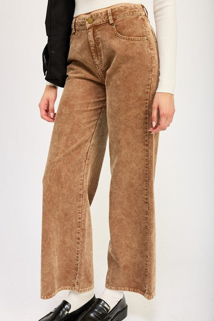 Camel Distressed Corduroy Pants from PinkyBelles Boutique