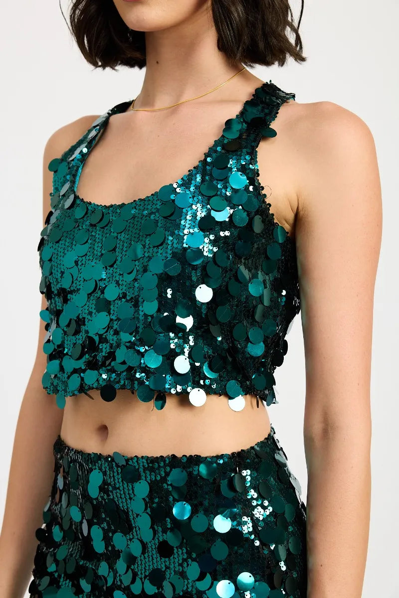 Emerald Sequin Racerback Tank Top from PinkyBelles Boutique