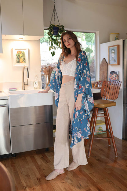 Teal Floral Breeze Kimono from PinkyBelles Boutique