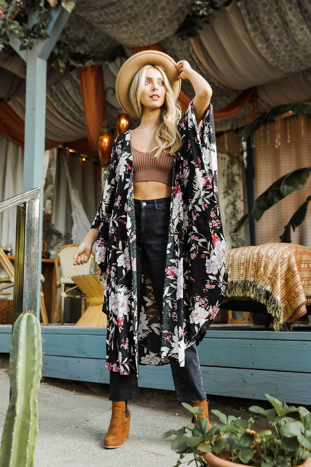 Teal Floral Breeze Kimono from PinkyBelles Boutique