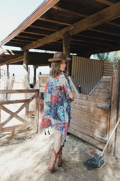 One Size Floral Print Allover Kimono from PinkyBelles Boutique