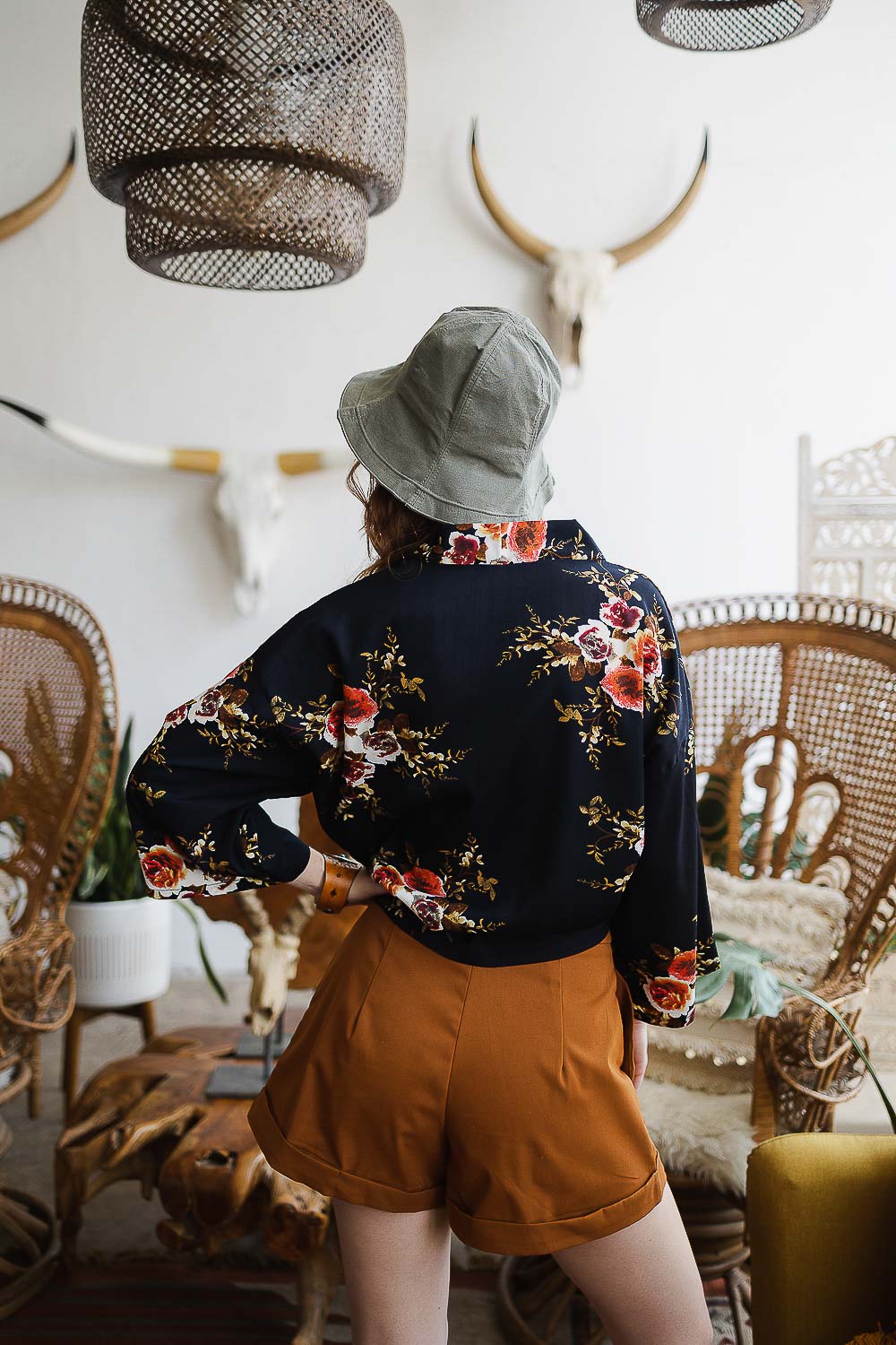 Burgundy Floral Rose Print Kimono Blazer from PinkyBelles Boutique