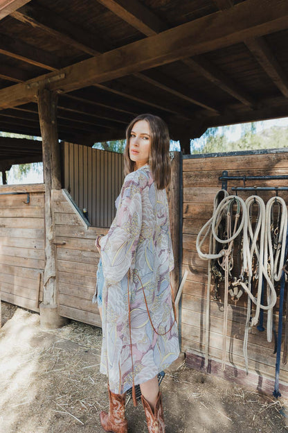 Pink Ikebana Kimono with Belt from PinkyBelles Boutique