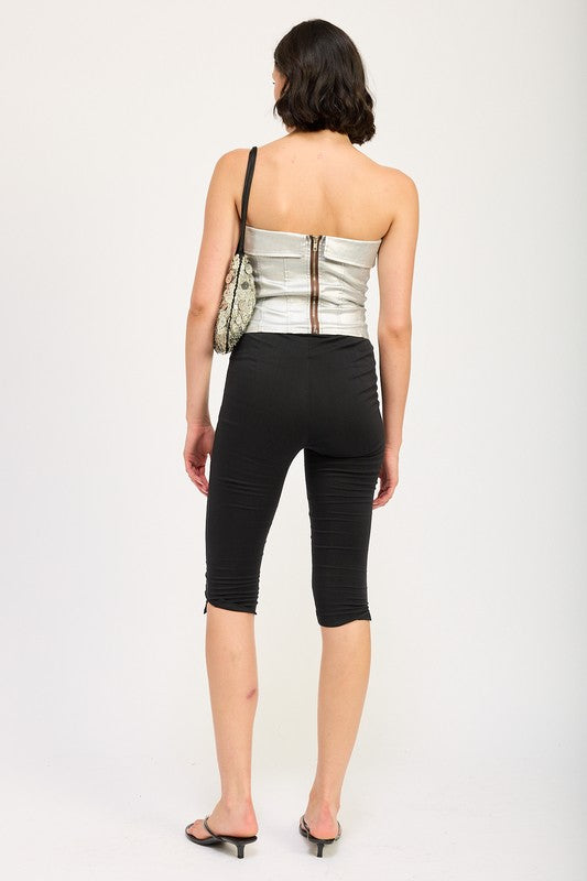 Silver Metallic Fold Over Corset Tube Top from PinkyBelles Boutique