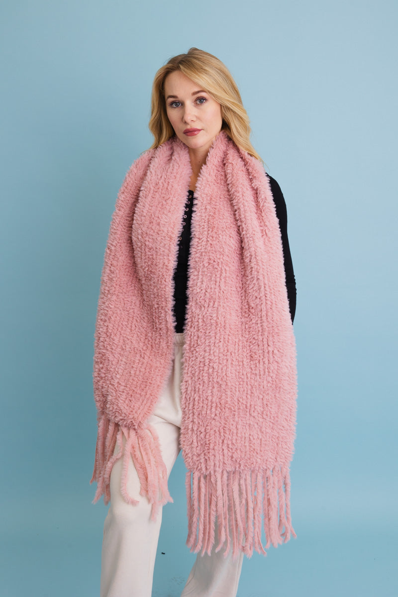 Pink Oversized Plush Blanket Scarf from PinkyBelles Boutique