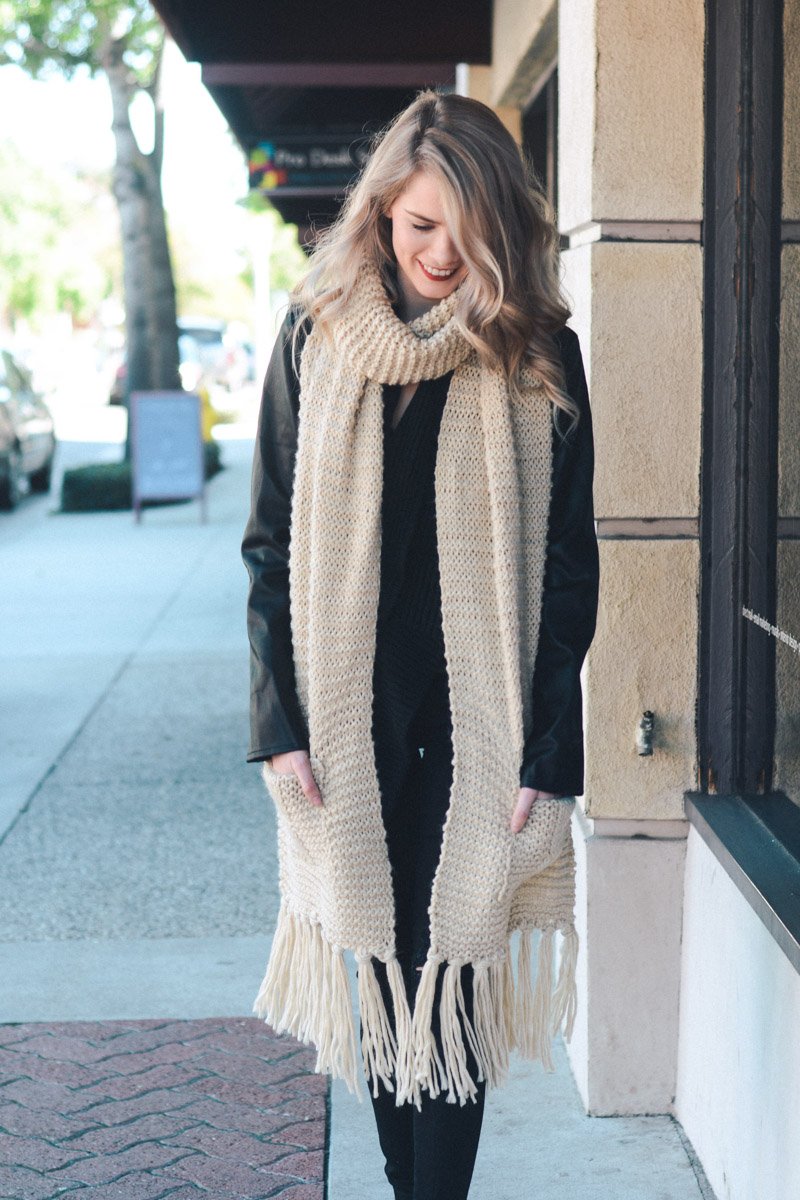 Camel Oversized Pocket Scarf from PinkyBelles Boutique