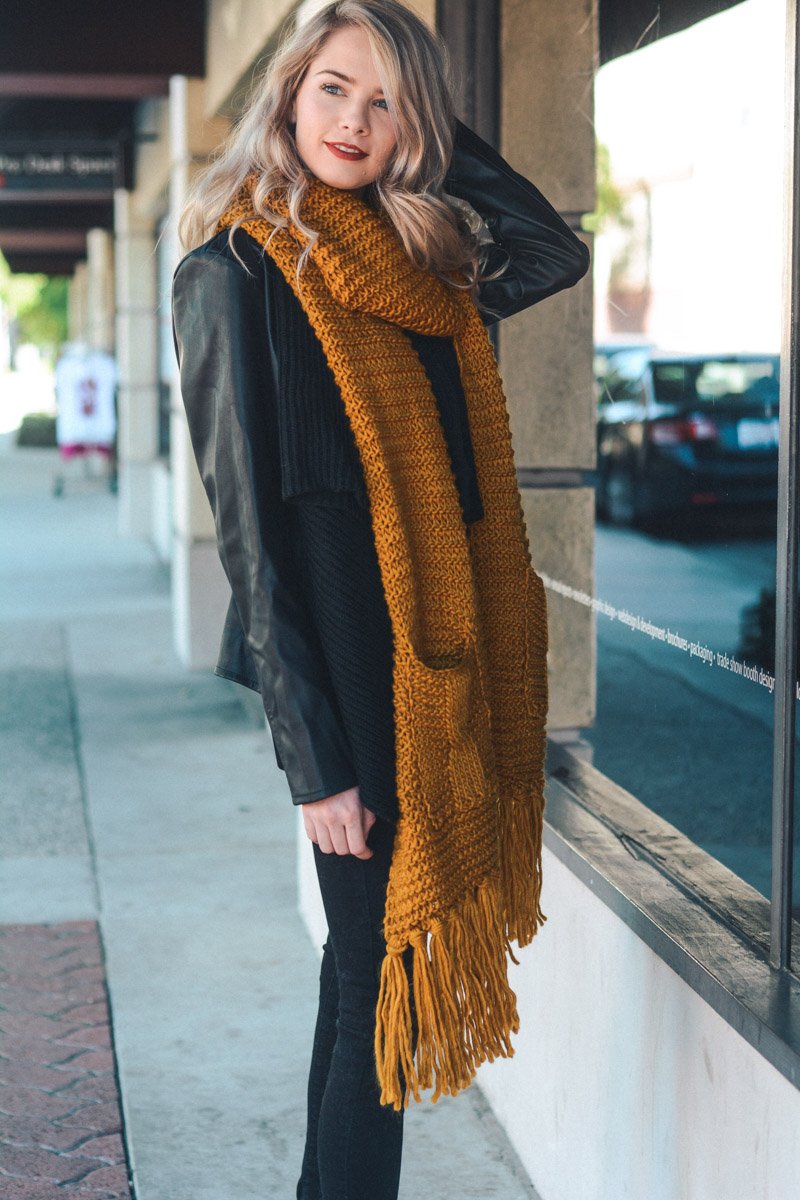 Camel Oversized Pocket Scarf from PinkyBelles Boutique