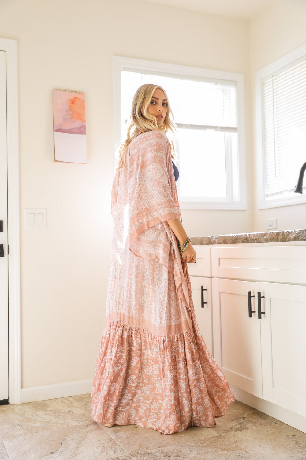 Blush Paisley Flow Maxi Kimono from PinkyBelles Boutique