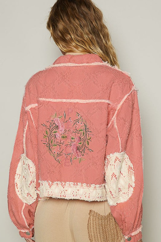 Pink Pink Crochet Embroidered Patchwork Jacket from PinkyBelles Boutique