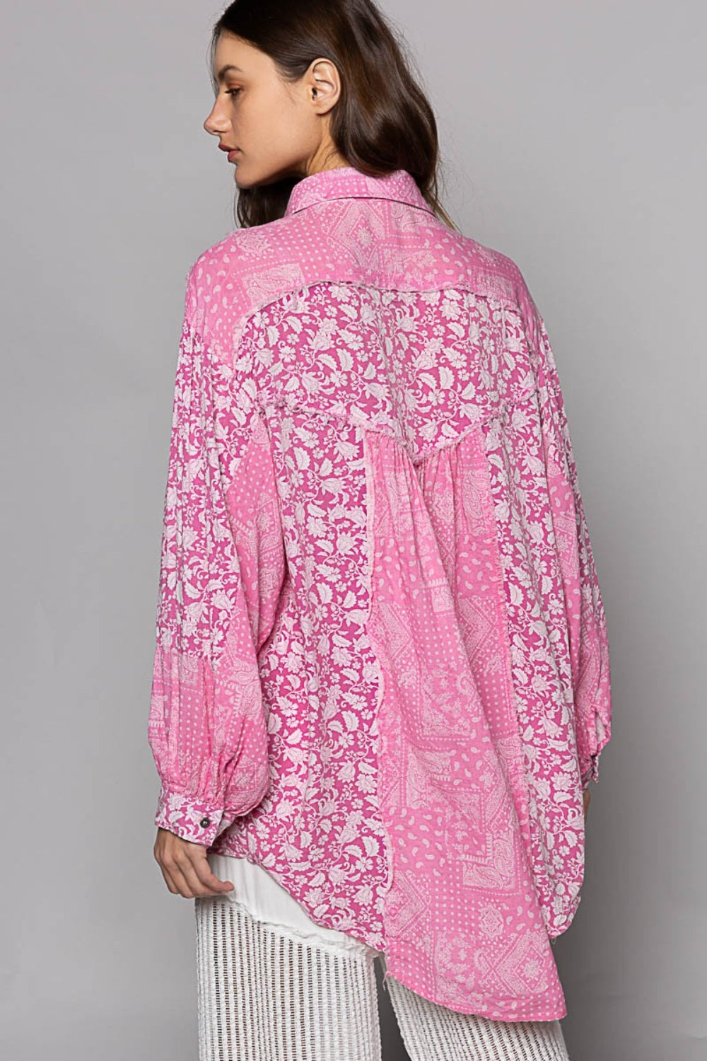 Pink Pink Paisley Print Shirt from PinkyBelles Boutique