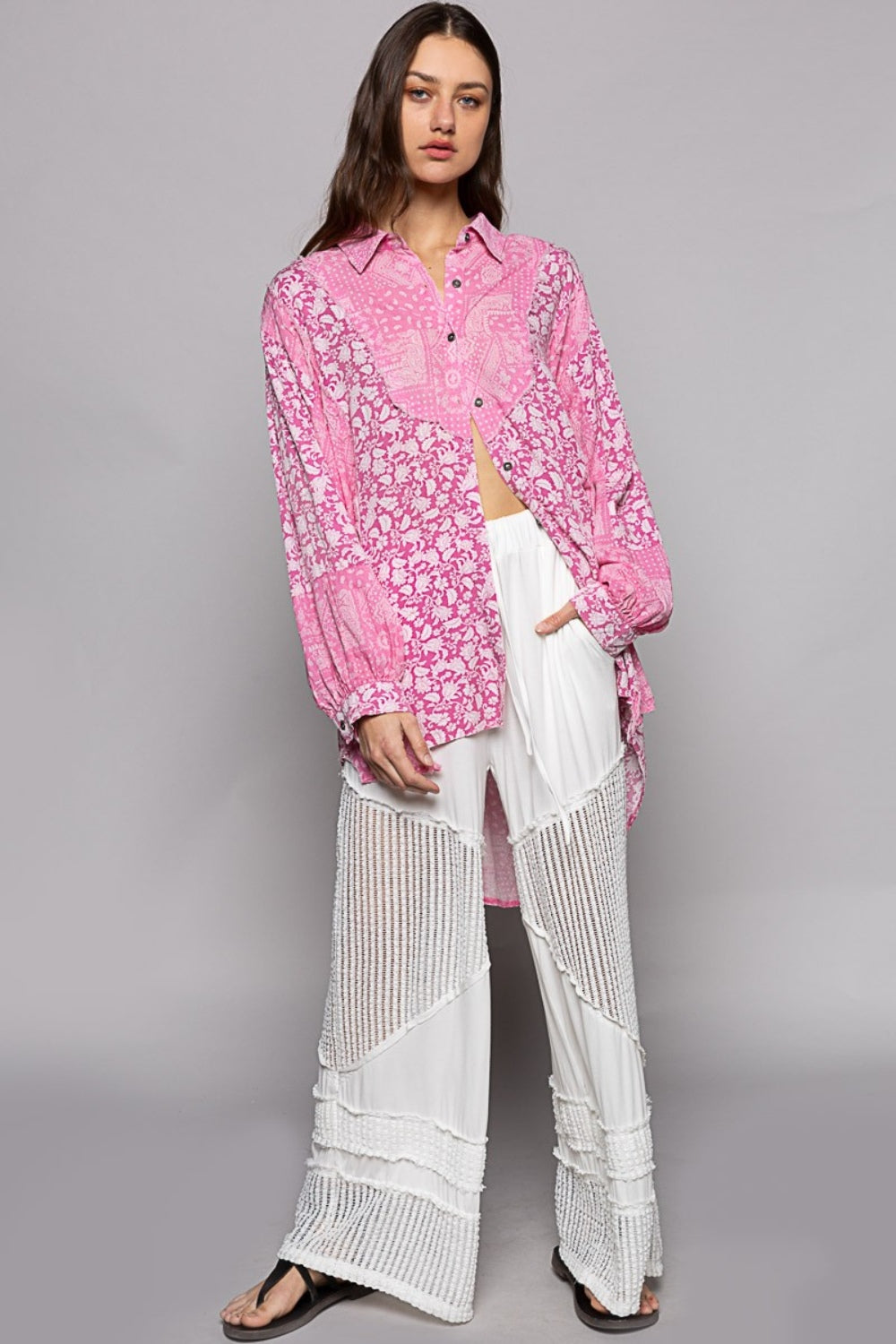 Pink Pink Paisley Print Shirt from PinkyBelles Boutique