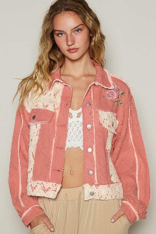 Pink Pink Crochet Embroidered Patchwork Jacket from PinkyBelles Boutique