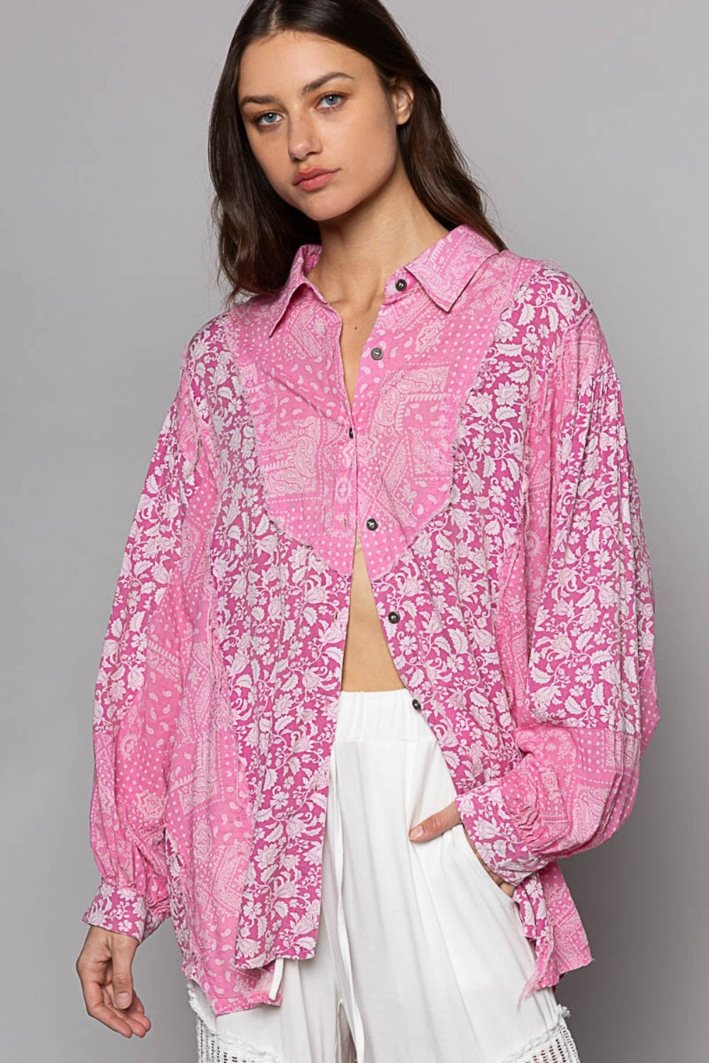 Pink Pink Paisley Print Shirt from PinkyBelles Boutique