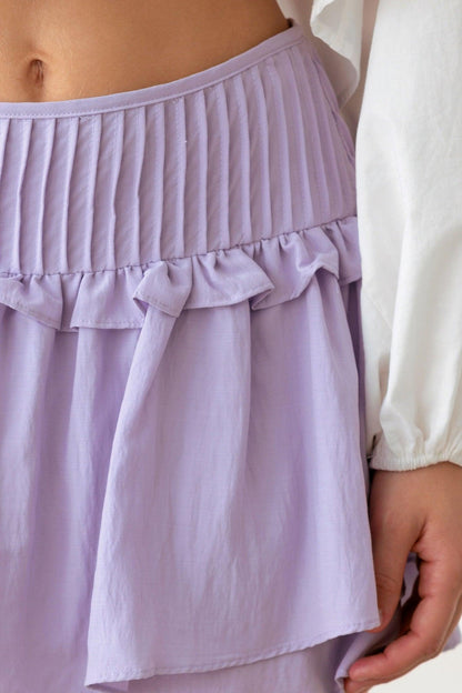 White Pintuck Waistband Ruffle Skort from PinkyBelles Boutique