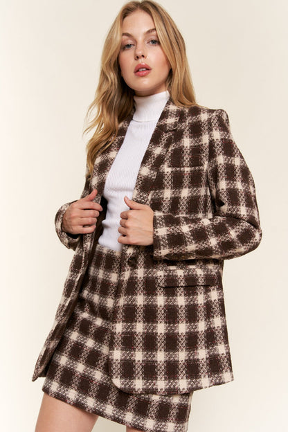 Brown Plaid Brushed Blazer from PinkyBelles Boutique