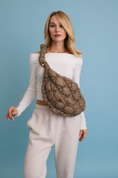 Pink Quilted Puffer Crossbody Bag from PinkyBelles Boutique