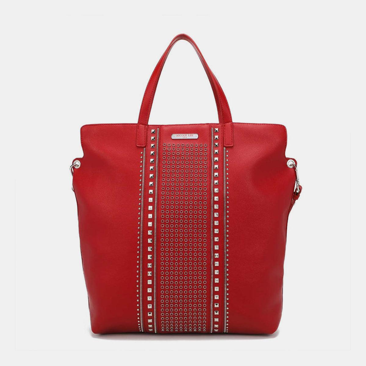 Red Studded Large Tote Bag from PinkyBelles Boutique