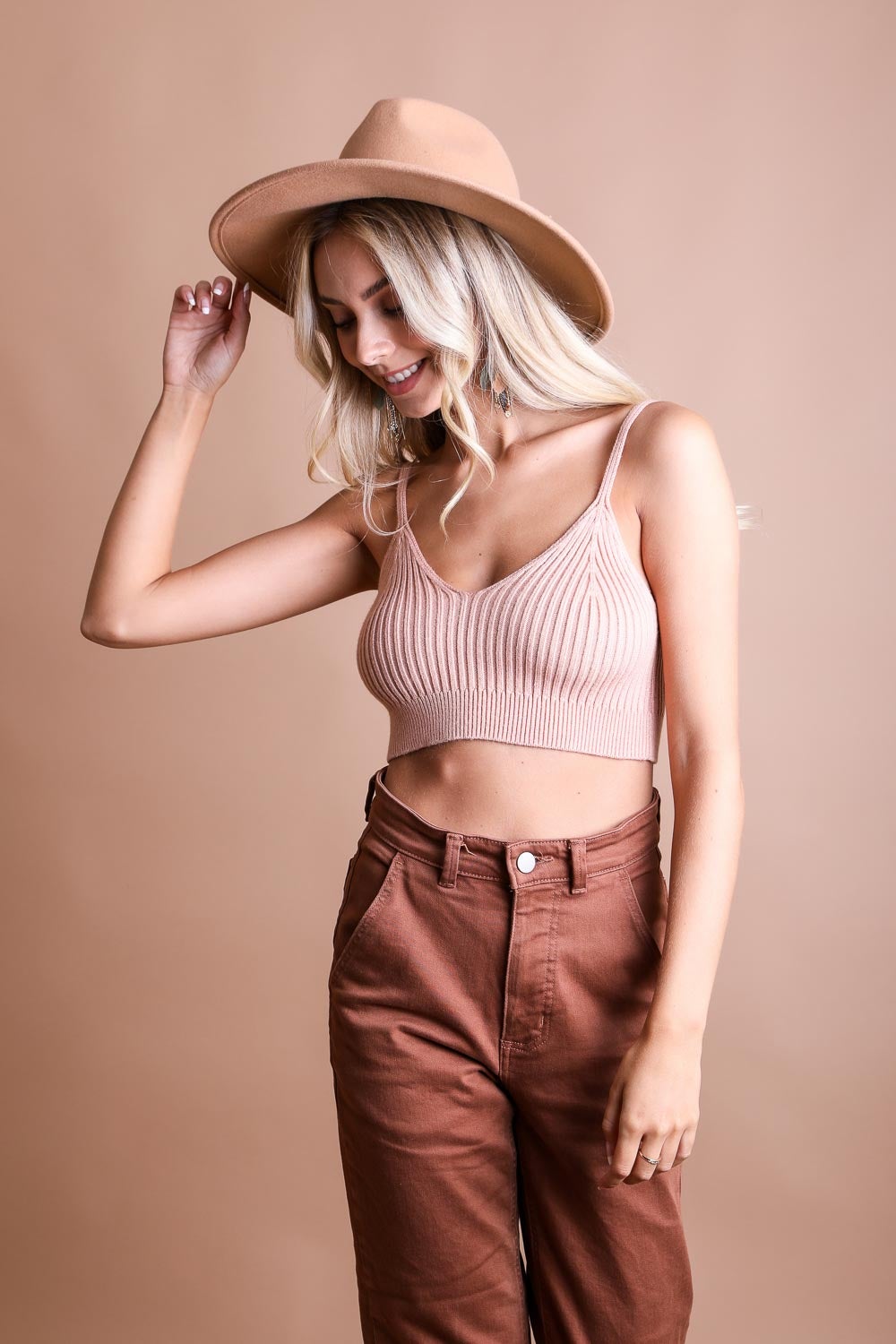 Blush Rib Knit Crop Top from PinkyBelles Boutique