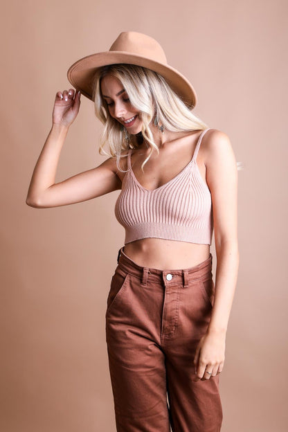 Blush Rib Knit Crop Top from PinkyBelles Boutique