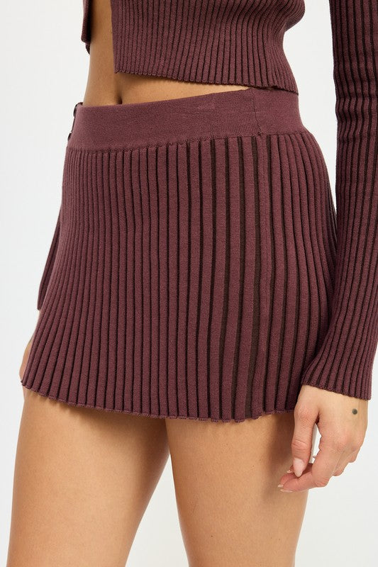 Plum Ribbed Knit Mini Skirt from PinkyBelles Boutique