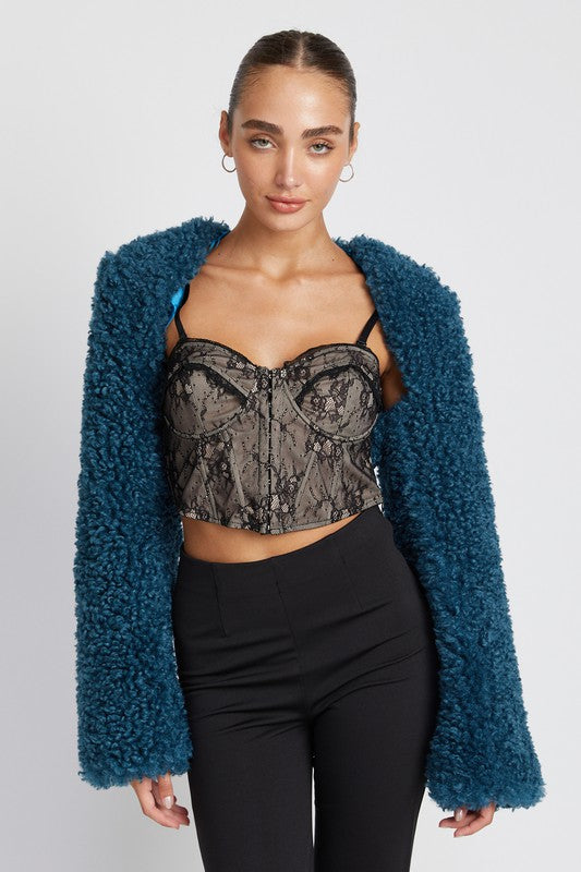 Royal Blue Faux Fur Shrug from PinkyBelles Boutique