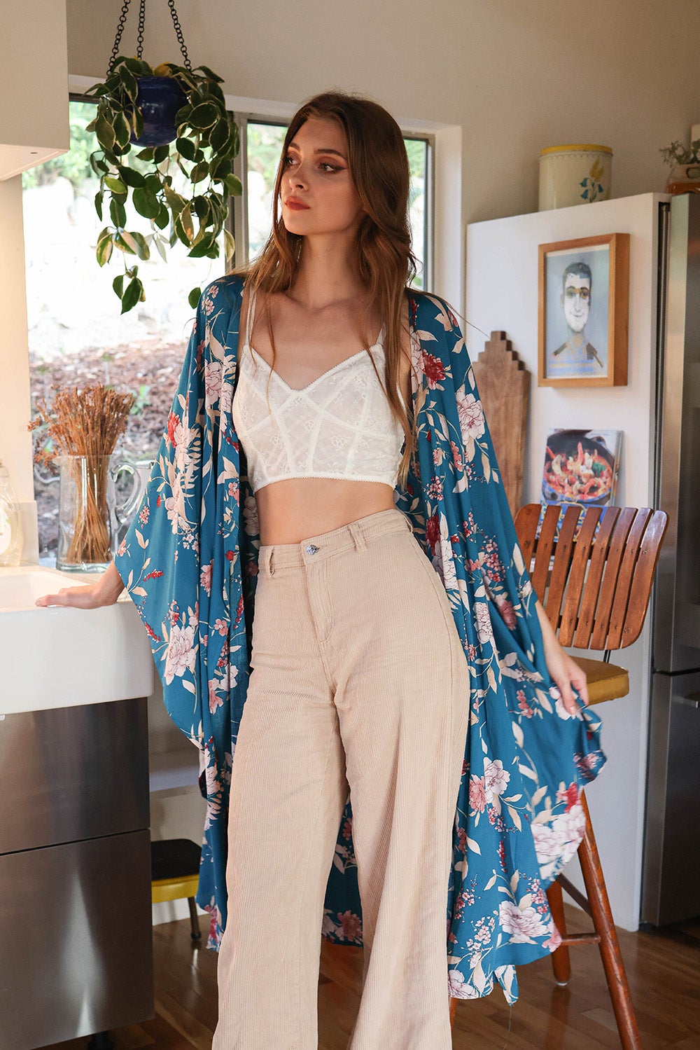 Teal Floral Breeze Kimono from PinkyBelles Boutique