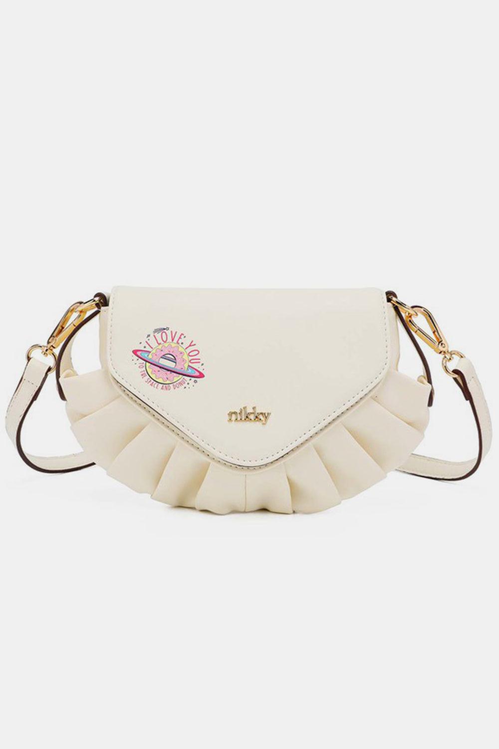 White Graphic Small Crossbody Bag from PinkyBelles Boutique