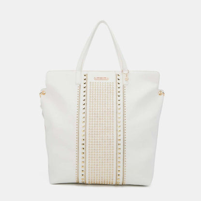 White Studded Large Tote Bag from PinkyBelles Boutique